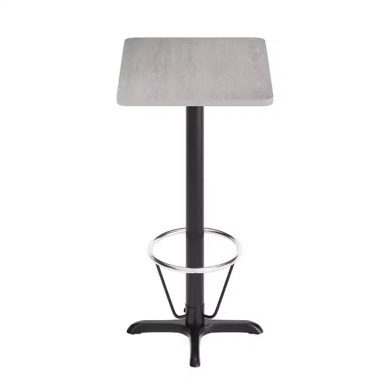 Set Tavolo Rettangolare Alto da Bar 24" x 30" con Poggiapiedi ad Anello