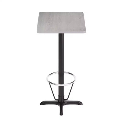 Set Tavolo Rettangolare Alto da Bar 24" x 30" con Poggiapiedi ad Anello