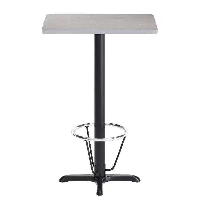 Set Tavolo Rettangolare Alto da Bar 24" x 30" con Poggiapiedi ad Anello
