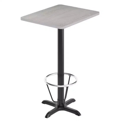 Set Tavolo Rettangolare Alto da Bar 24" x 30" con Poggiapiedi ad Anello