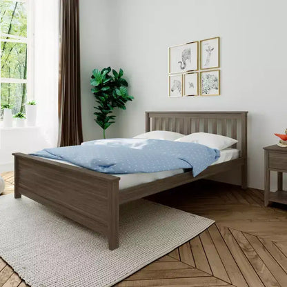 Struttura letto matrimoniale in legno massello con testiera a doghe