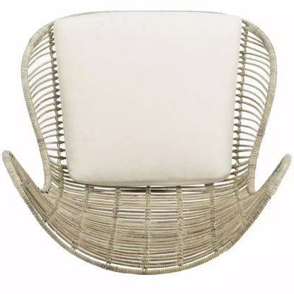 Poltrona Accent in Rattan con Schienale Alto – Lavaggio Bianco e Grigio
