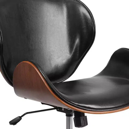Sedia da Ufficio da Conferenza a Schienale Medio in Legno con Sedile in LeatherSoft