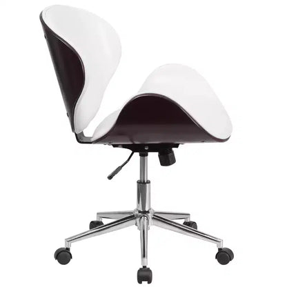 Sedia da Ufficio da Conferenza a Schienale Medio in Legno con Sedile in LeatherSoft
