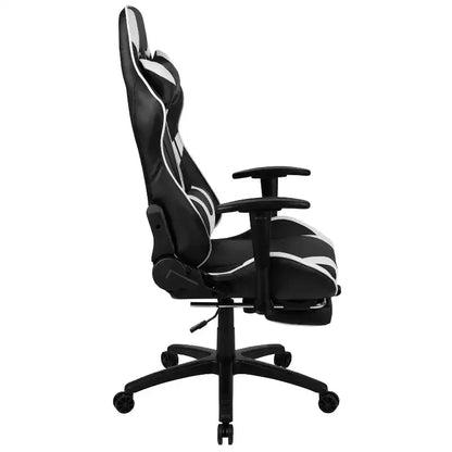 Sedia ergonomica da gaming da corsa con schienale reclinabile e poggiapiedi