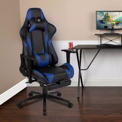 Sedia ergonomica da gaming da corsa con schienale reclinabile e poggiapiedi