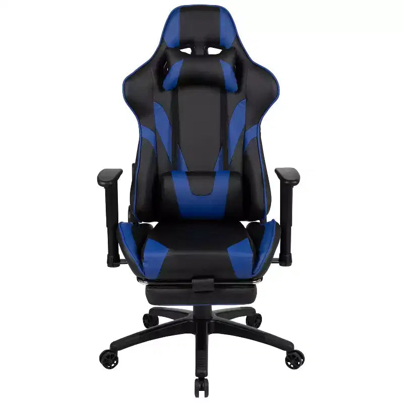 Sedia ergonomica da gaming da corsa con schienale reclinabile e poggiapiedi