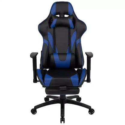 Sedia ergonomica da gaming da corsa con schienale reclinabile e poggiapiedi