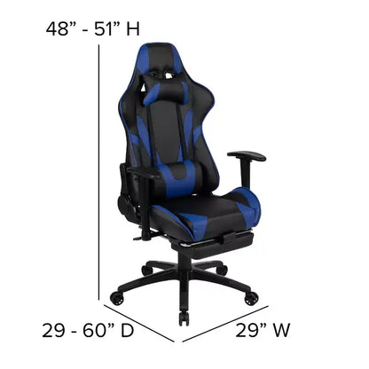 Sedia ergonomica da gaming da corsa con schienale reclinabile e poggiapiedi