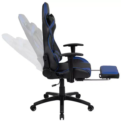 Sedia ergonomica da gaming da corsa con schienale reclinabile e poggiapiedi