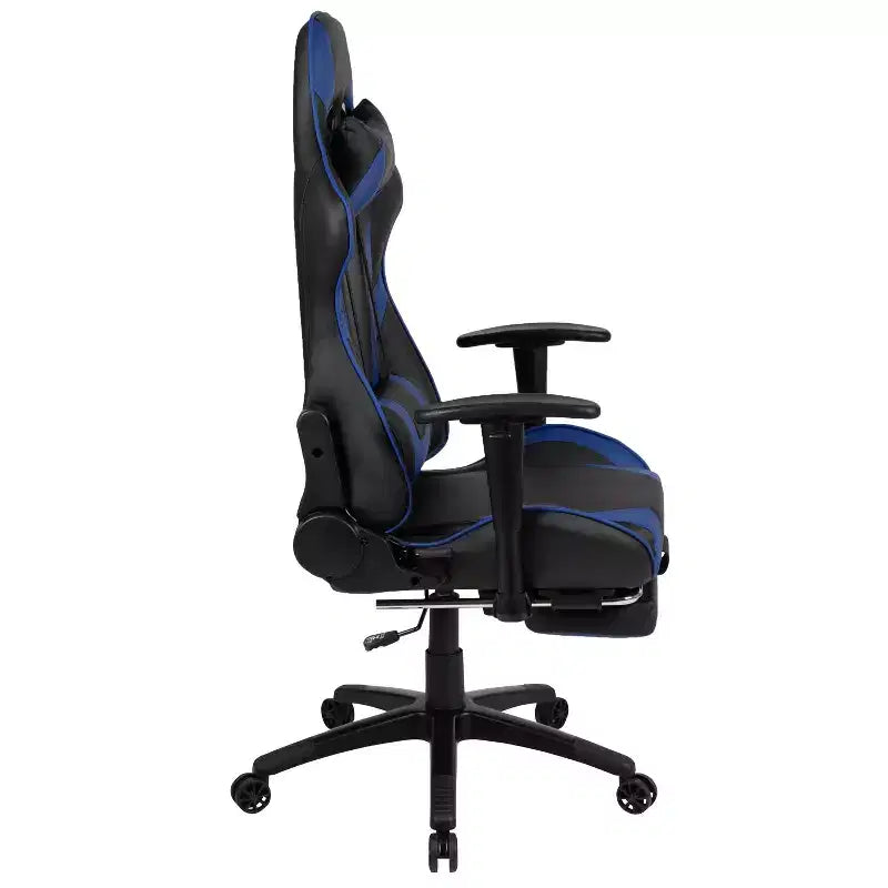 Sedia ergonomica da gaming da corsa con schienale reclinabile e poggiapiedi