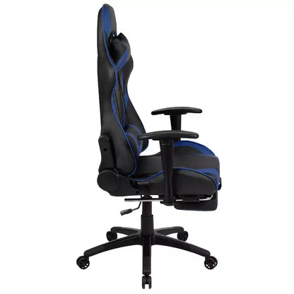 Sedia ergonomica da gaming da corsa con schienale reclinabile e poggiapiedi