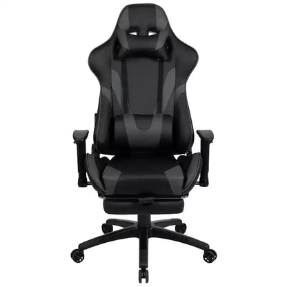 Sedia ergonomica da gaming da corsa con schienale reclinabile e poggiapiedi