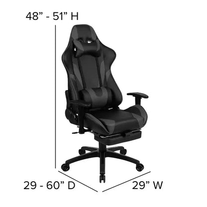 Sedia ergonomica da gaming da corsa con schienale reclinabile e poggiapiedi