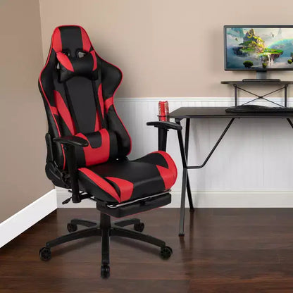 Sedia ergonomica da gaming da corsa con schienale reclinabile e poggiapiedi