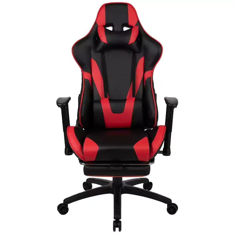 Sedia ergonomica da gaming da corsa con schienale reclinabile e poggiapiedi