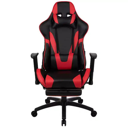 Sedia ergonomica da gaming da corsa con schienale reclinabile e poggiapiedi