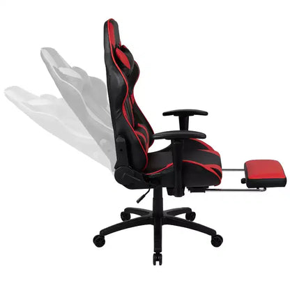 Sedia ergonomica da gaming da corsa con schienale reclinabile e poggiapiedi