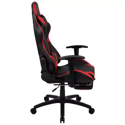 Sedia ergonomica da gaming da corsa con schienale reclinabile e poggiapiedi