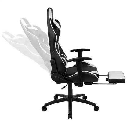 Sedia ergonomica da gaming da corsa con schienale reclinabile e poggiapiedi