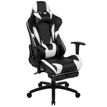 Sedia ergonomica da gaming da corsa con schienale reclinabile e poggiapiedi