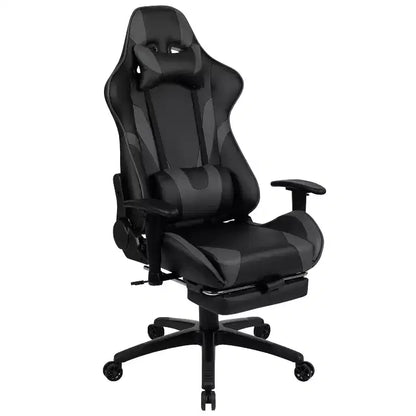 Sedia ergonomica da gaming da corsa con schienale reclinabile e poggiapiedi